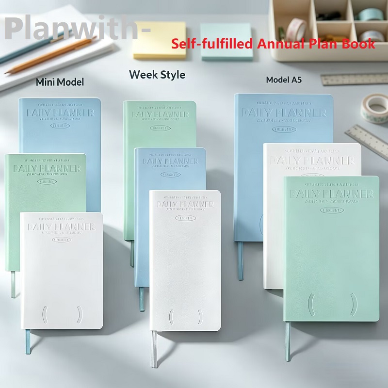 Leather Work Notebook - Planwith Agenda annuel auto-daté, carnet de