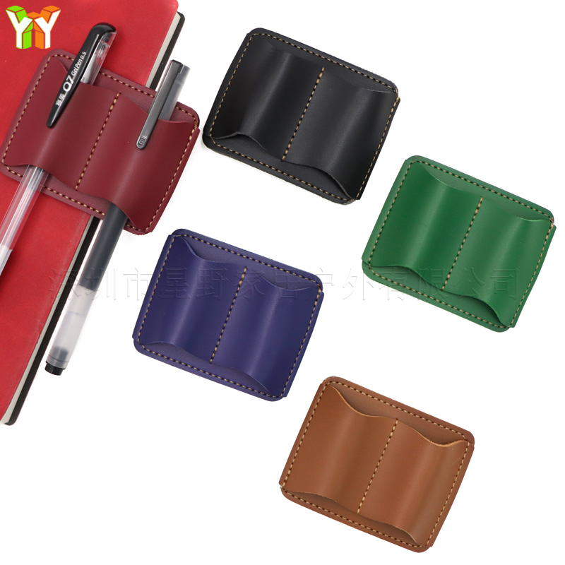 Leather Work Notebook - Porte-stylo portable en cuir PU, clip