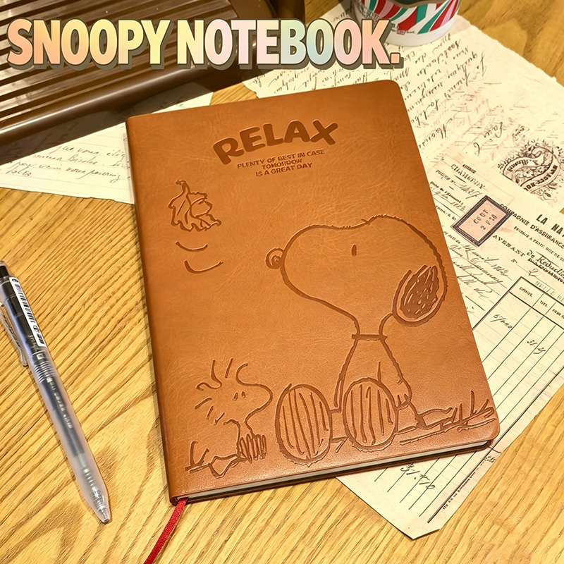 Leather Work Notebook - Carnet en cuir A5 vintage Snoopy,