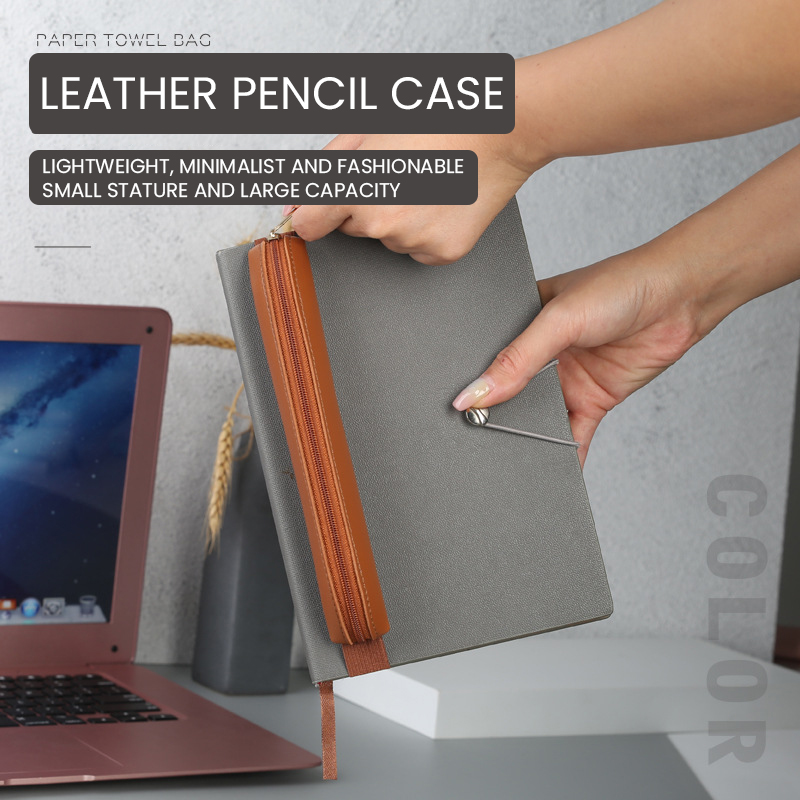 Porte-stylo en cuir PU avec fe - Leather Work Notebook avis et prix