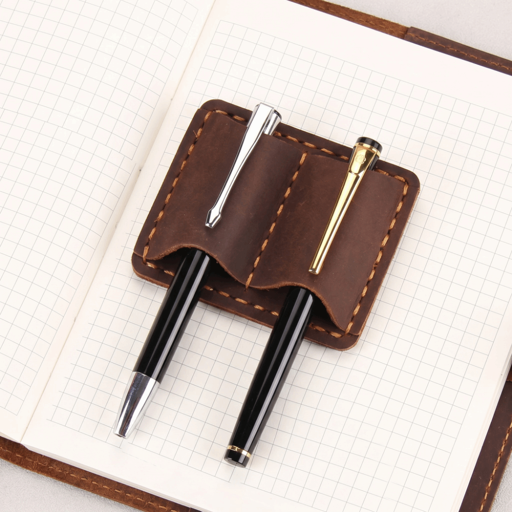Porte-stylo double en cuir vin - Leather Work Notebook avis et prix